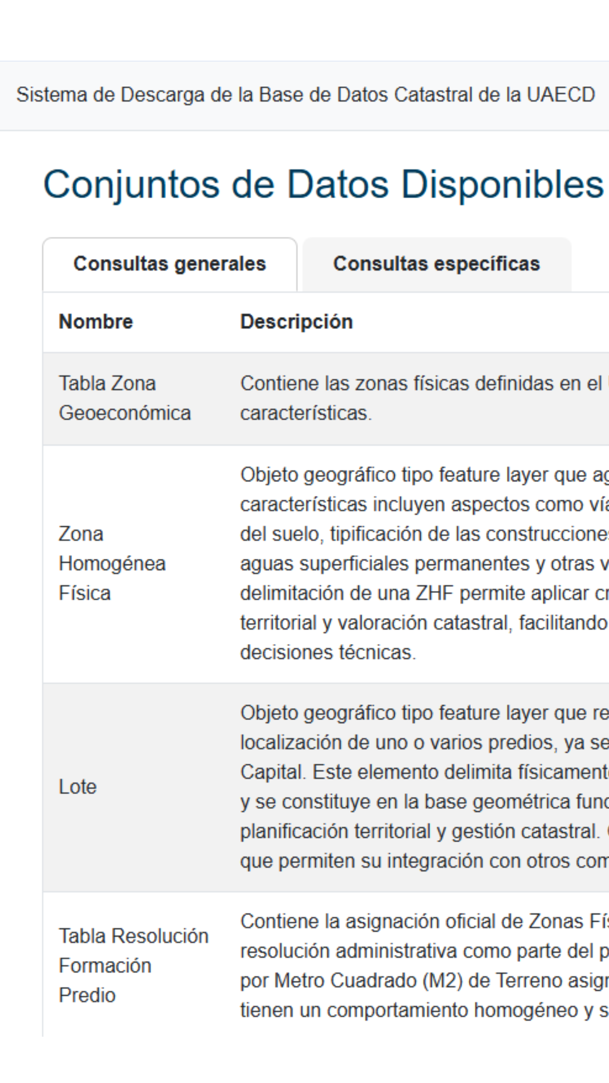 Sistema de Base de Datos Catastral con reserva