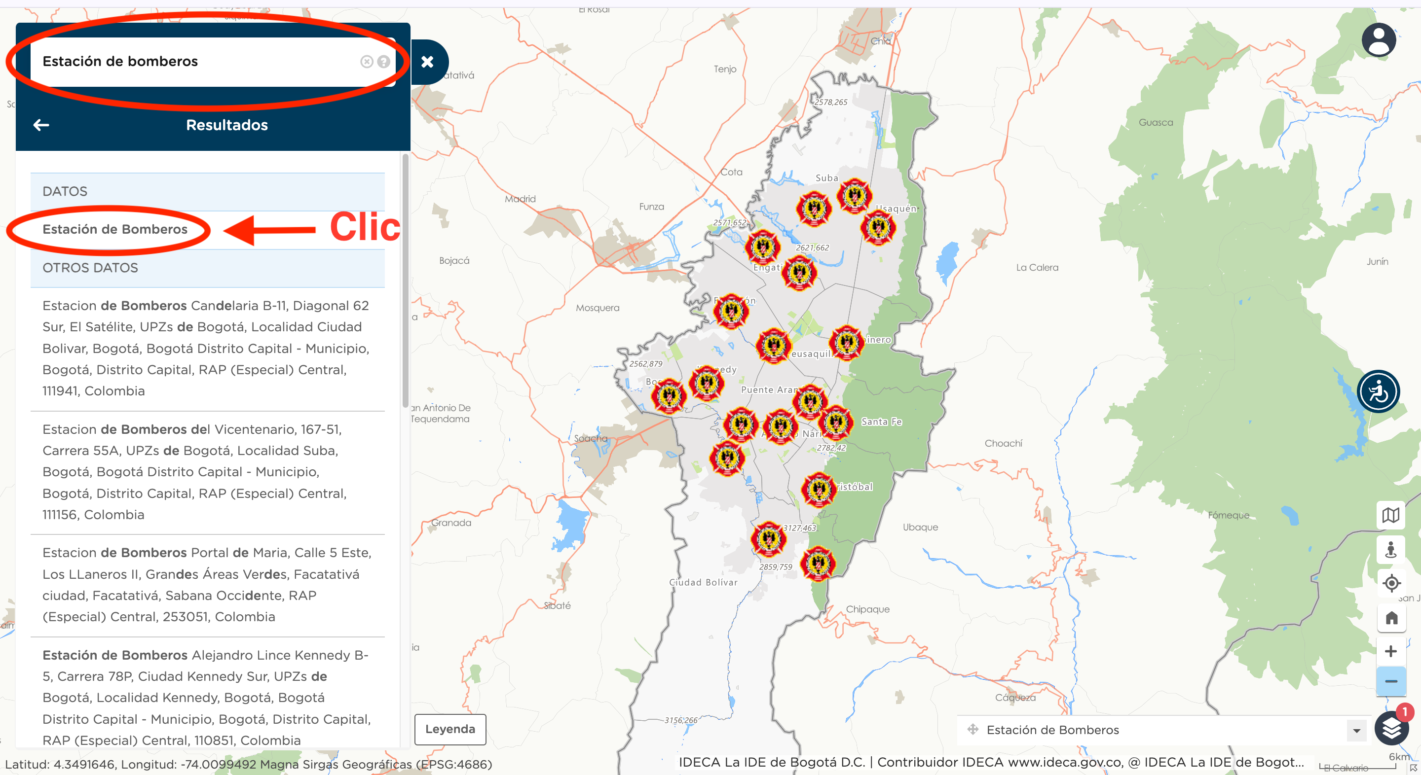 Consultar Mapa de Bomberos en Mapas Bogotá - Paso 1