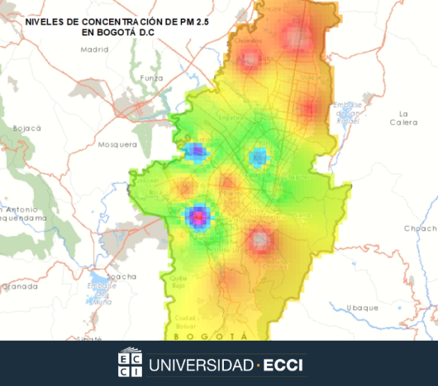Mapa Niveles de Concentración de MP2.5 en Bogotá